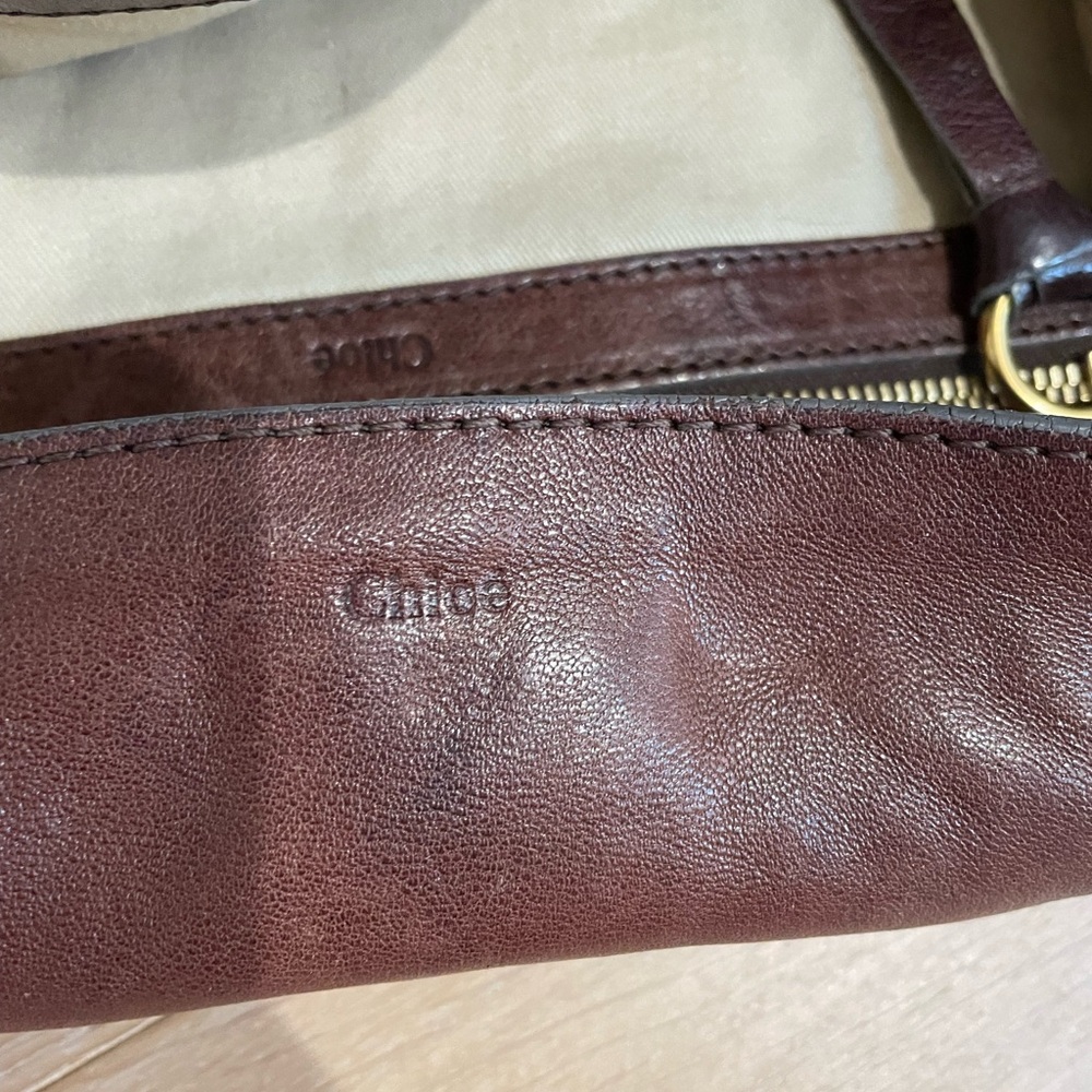 CHLOE Heloise Hobo Cognac Brown Leather Tote Bag - Chloe Shoulder Bag Lambskin - Picture 9 of 16